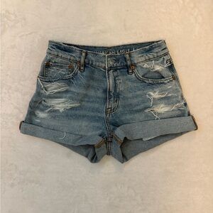 American Eagle Outfitters Women's Ripped Jean Shorts - Light Blue